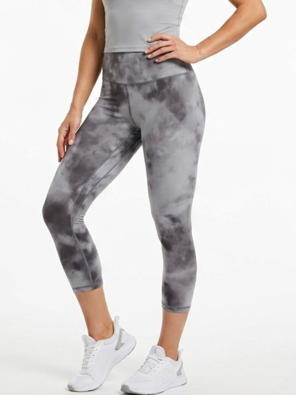 Nike Dri-Fit Womens Leggings Size XS One Sky-Dyed Cropped Gray Mid Rise Athletic